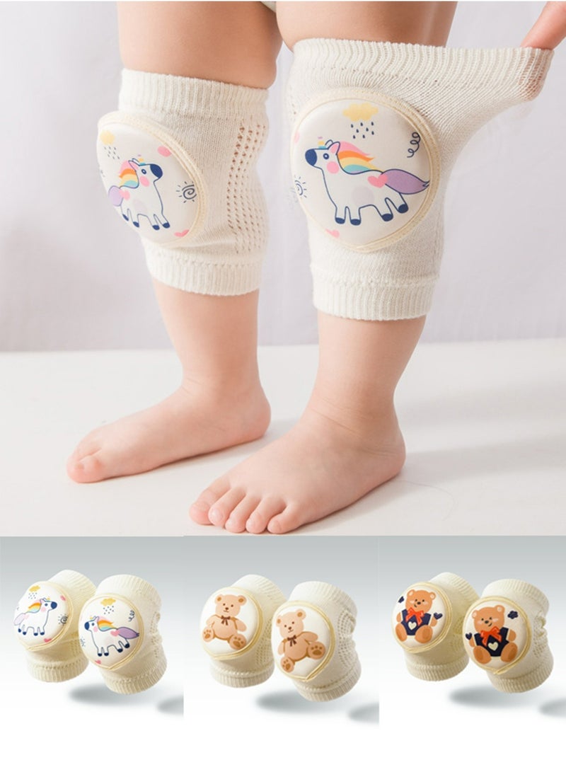 LLASIDO 3 Pairs Baby Knee Pads for Crawling, Soft Knee Protectors,Non-Slip Infant Knee Pad for Hardwood Floors,Boys Girls 6-25 Months - Image 1