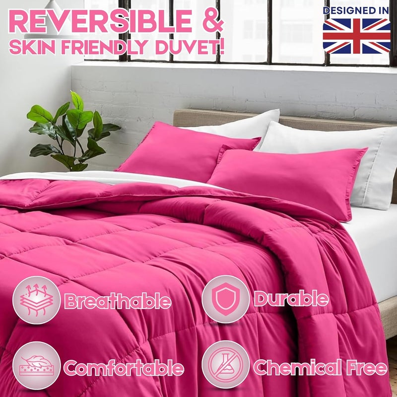 FOAM CRAFT 3 Piece Bed Comforter Set - Cozy Down Alternative Filled Comforter & 2 Pillow Shams, California King Size (Pink, 220 x 260cm) - Image 5