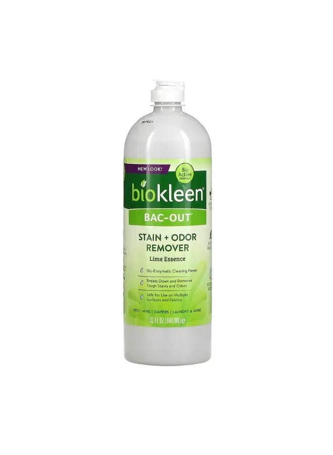 Biokleen BacOut Stain  Odor Remover Lime Essence 32 fl oz 946 ml - Image 1