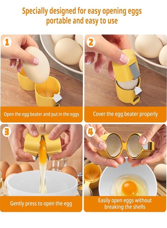 2 PCS Egg Shell Opener, Egg Cracker Tool for Raw Eggs, Hard Boiled Egg Peeler Egg Cube Egg Separator Handheld, Stainless Steel Eggshell Breaker Egg Shell Cutter Kitchen Gadgets