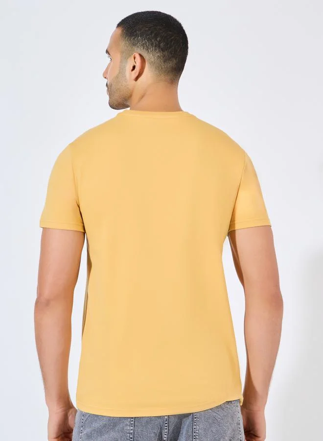 Styli Solid Regular Fit Cotton Rich T-Shirt
