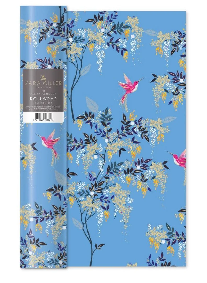 Sara Miller Blue Humming Bird Roll Wrap 3m