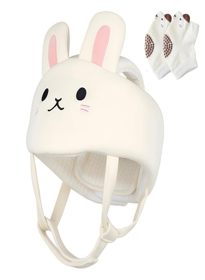 CORSTAE Baby Helmet for Crawling Walking – Soft and Lightweight Baby Head Protector with Adjustable Straps, 360° Protection for Toddlers, Cute Bunny Ears Design, Perfect Baby Fall Back Head Protector - Image 1