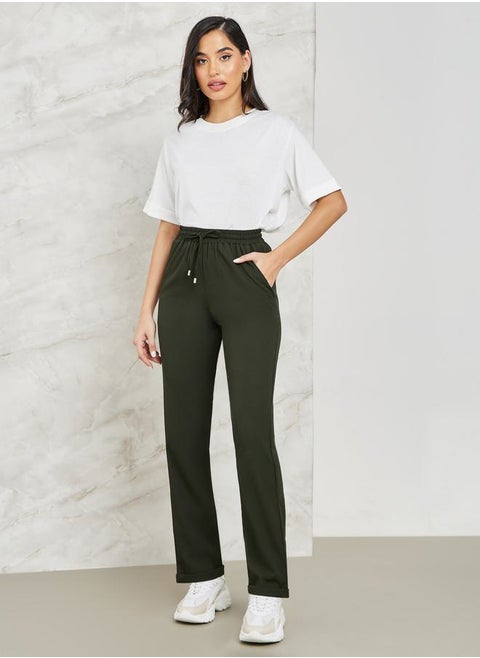 Textured Tapered Fit Pants with Pockets