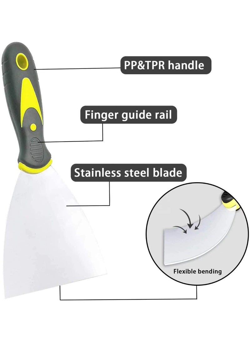 T&Y A Set of Two Stainless Steel Trowels Scraper, Including 5 And 6-Inch Metal Spatulas, Suitable for Drywall Repair, Wallpaper Removal, And Applying Plaster And Cemen - Image 5