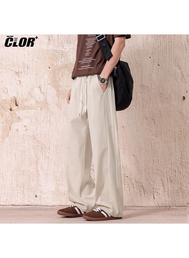 Clor Men's Pants, Autumn And Winter Trendy Casual Versatile Straight-leg Pants, Loose-fitting Draping Quick-dry Wide-leg Trousers, Cl63 Khaki Color, 4XL - Image 4
