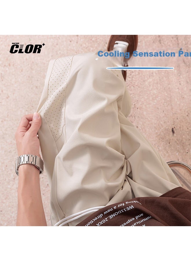 Clor Men's Pants, Autumn And Winter Trendy Casual Versatile Straight-leg Pants, Loose-fitting Draping Quick-dry Wide-leg Trousers, Cl63 Khaki Color, 4XL - Image 1