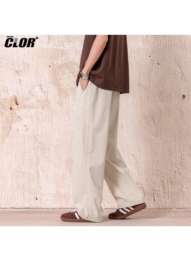 Clor Men's Pants, Autumn And Winter Trendy Casual Versatile Straight-leg Pants, Loose-fitting Draping Quick-dry Wide-leg Trousers, Cl63 Khaki Color, 4XL - Image 5