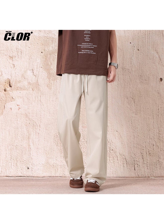 Clor Men's Pants, Autumn And Winter Trendy Casual Versatile Straight-leg Pants, Loose-fitting Draping Quick-dry Wide-leg Trousers, Cl63 Khaki Color, 4XL - Image 2