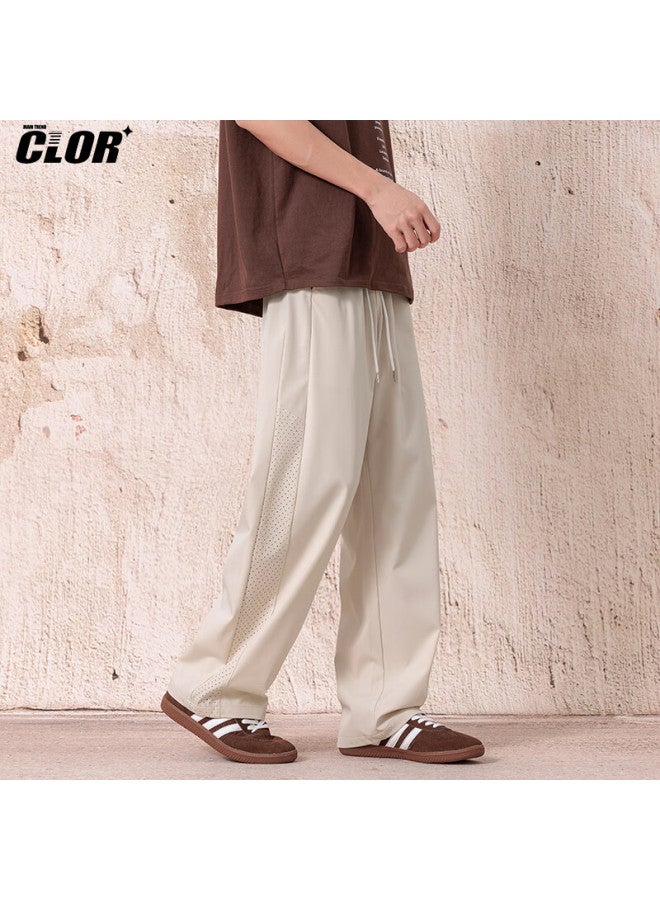 Clor Men's Pants, Autumn And Winter Trendy Casual Versatile Straight-leg Pants, Loose-fitting Draping Quick-dry Wide-leg Trousers, Cl63 Khaki Color, 4XL - Image 3