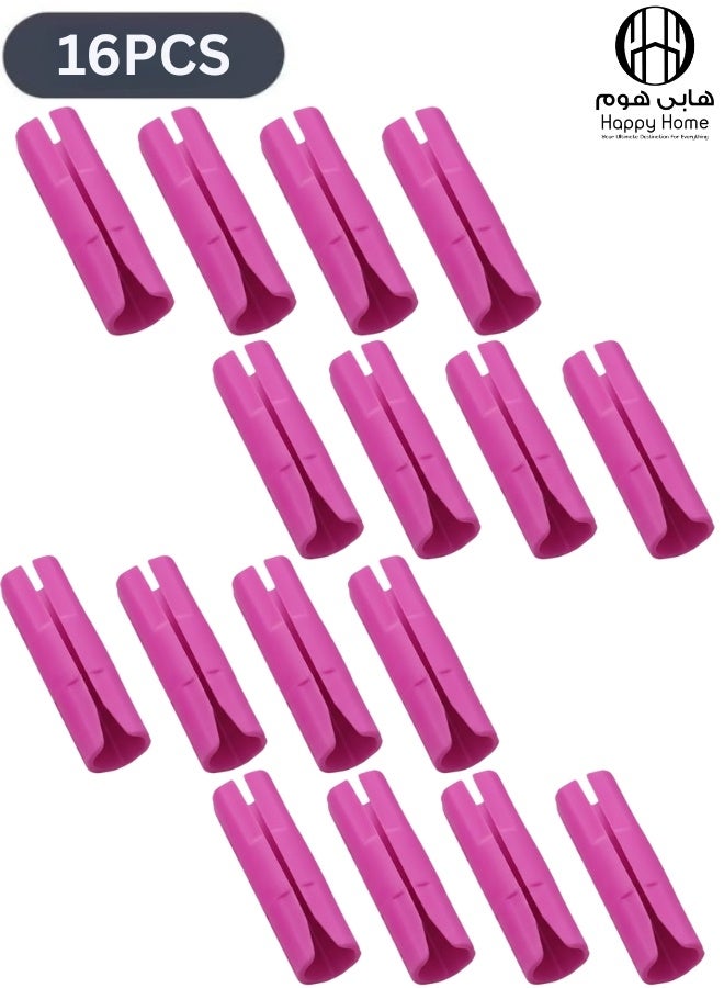 هابي هوم 16 قطع من مشابك ملاءات السرير ومثبتات المراتب ومثبتات الأريكة وأشرطة تثبيت مقاومة للانزلاق للحفاظ على ملاءات السرير محكمة (فوشيا) - Image 1