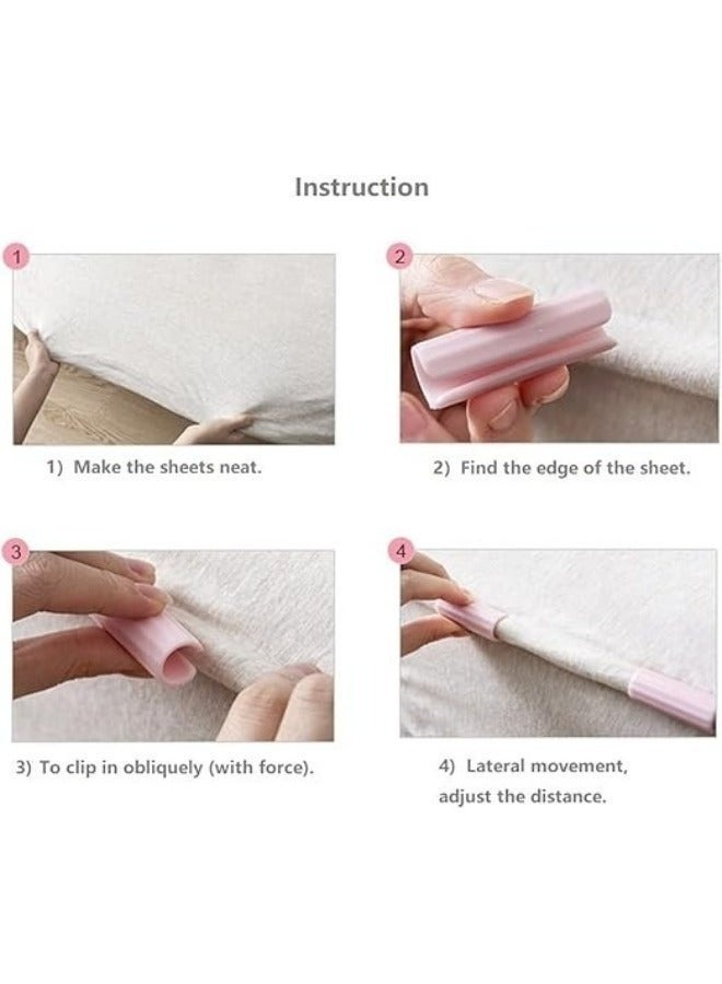 هابي هوم 16 قطع من مشابك ملاءات السرير ومثبتات المراتب ومثبتات الأريكة وأشرطة تثبيت مقاومة للانزلاق للحفاظ على ملاءات السرير محكمة (فوشيا) - Image 4