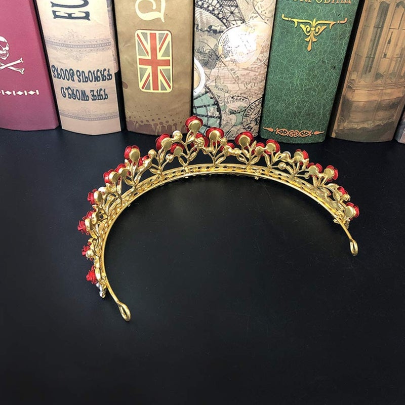 cheekyglo Crystal Wedding Tiara for Women, Flower Crown Wedding Tiaras and Crowns Princess Crystal Headband (Red) - Image 4