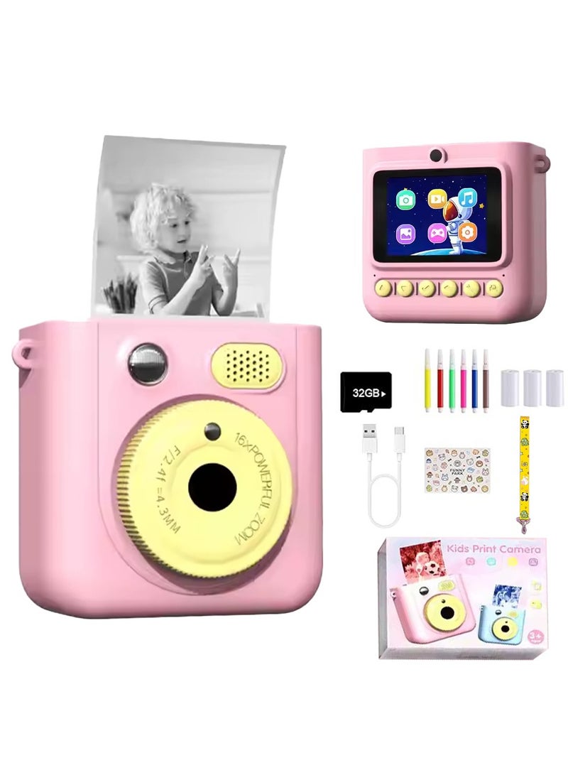 BlueFire Kids Instant Print Camera – 4800W HD, 1080P Video, 2.0" IPS Touch Screen, Built-in Flash, 16x Zoom, MP3 Player, Anti-Glare Eye Protection, 1500 Photos, 1000mAh Battery, Includes Thermal Paper & Accessories – Perfect Gift for Children - Image 1