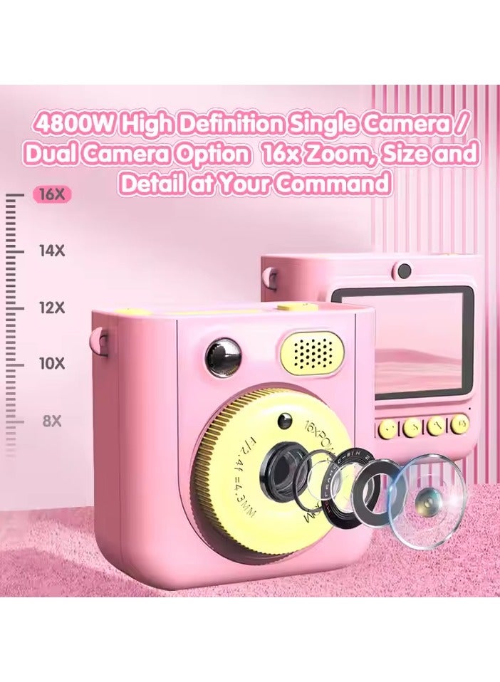 BlueFire Kids Instant Print Camera – 4800W HD, 1080P Video, 2.0" IPS Touch Screen, Built-in Flash, 16x Zoom, MP3 Player, Anti-Glare Eye Protection, 1500 Photos, 1000mAh Battery, Includes Thermal Paper & Accessories – Perfect Gift for Children - Image 5