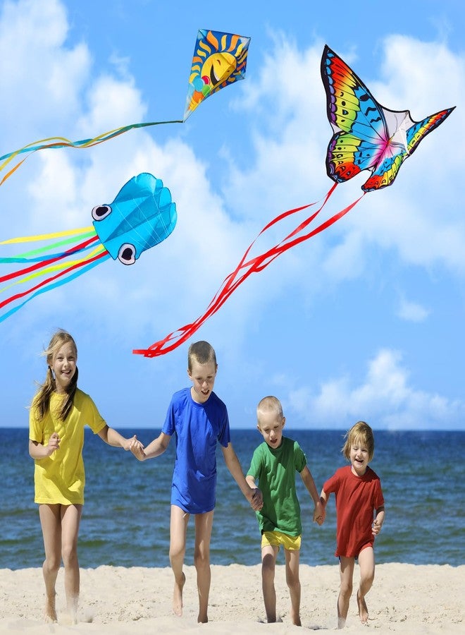 YFAFENGS 3 Pack Butterfly Octopus Rhombus Durable Beach Kites for Adults & Children, Easy Fly Kites for Kids Ages 8-12, Colorful Aerodynamic Design, Lightweight for Outdoor Game Activities - Image 4