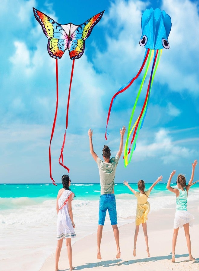 YFAFENGS 3 Pack Butterfly Octopus Rhombus Durable Beach Kites for Adults & Children, Easy Fly Kites for Kids Ages 8-12, Colorful Aerodynamic Design, Lightweight for Outdoor Game Activities - Image 3