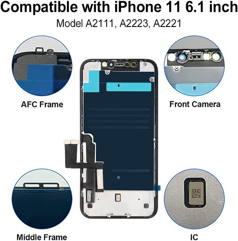 EFAITHFIX Store for iPhone 11 LCD Screen Replacement 6.1 Inch Frame Assembly LCD Display and 3D Touch Screen Digitizer with Repair Tools Kit for A2111, A2223, A2221 with Waterproof Adhesive Tempered Glass - Image 3