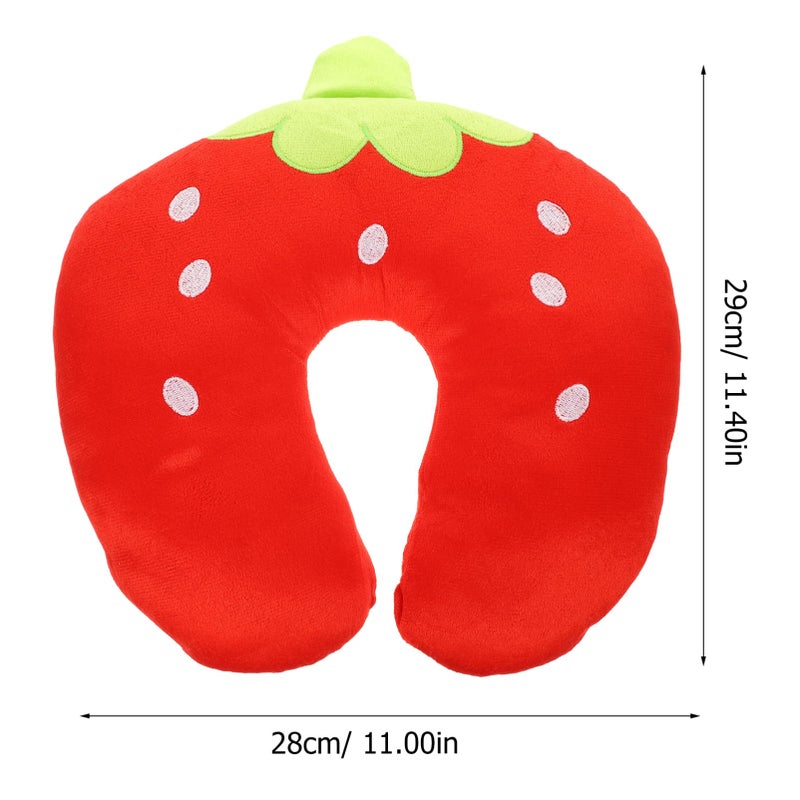 Strawberry U Shaped Travel Neck Pillow Soft Plush with Storage Bag for Airplane and Office - Image 3