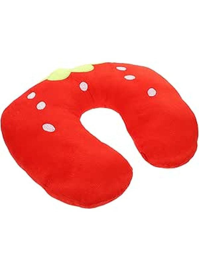 Strawberry U Shaped Travel Neck Pillow Soft Plush with Storage Bag for Airplane and Office - Image 1