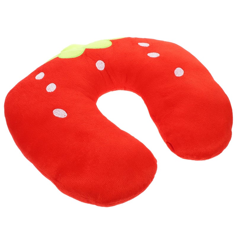 Strawberry U Shaped Travel Neck Pillow Soft Plush with Storage Bag for Airplane and Office - Image 2