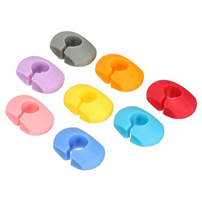 MECCANIXITY Silicone Wine Glass Markers 8mm/0.31" ID Reusable Drink Label Tags for Champagne Stem Glass, Multicolor 8 Pack