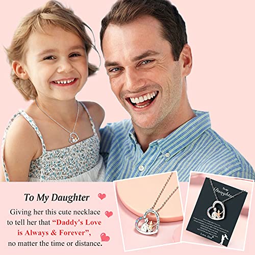 UNGENT THEM Daughter Necklace from Dad Daddy Father Valentines Birthday Gifts for Kids Girls Teen Tween Jewelry 8 10 12 13 14 16 11 - Image 2