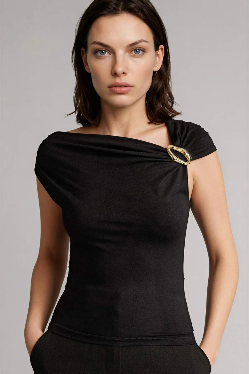 ديفاكتو Slim Fit Boat Collar Short Sleeve T-Shirt