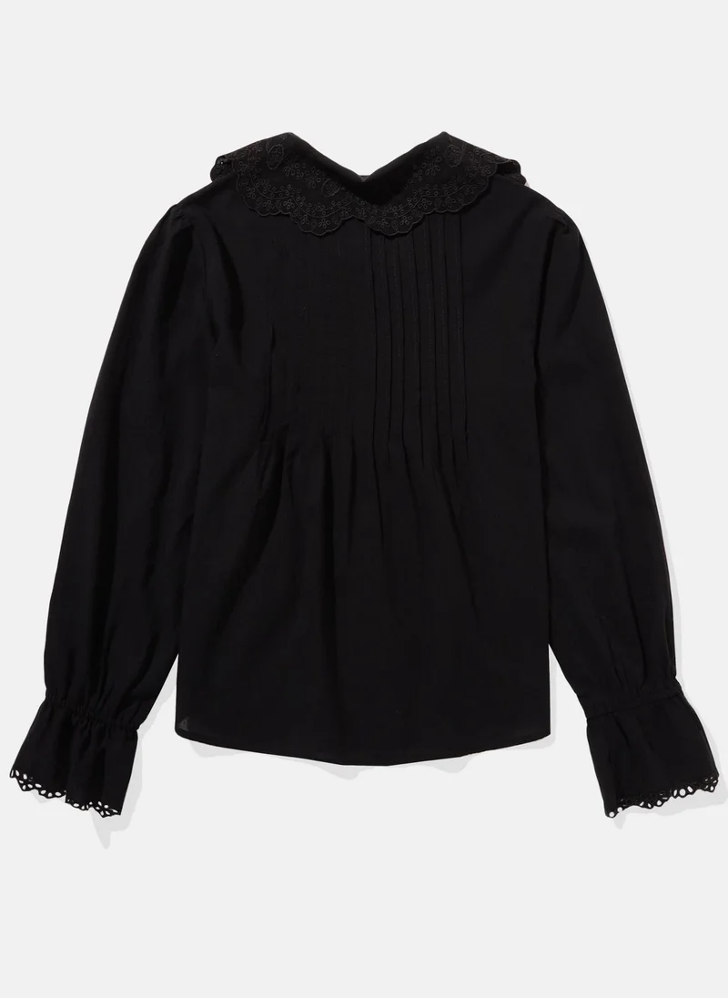 American Eagle AE Long-Sleeve Frilly Collared Blouse
