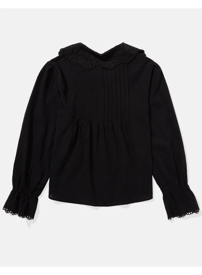 امريكان ايجل AE Long-Sleeve Frilly Collared Blouse