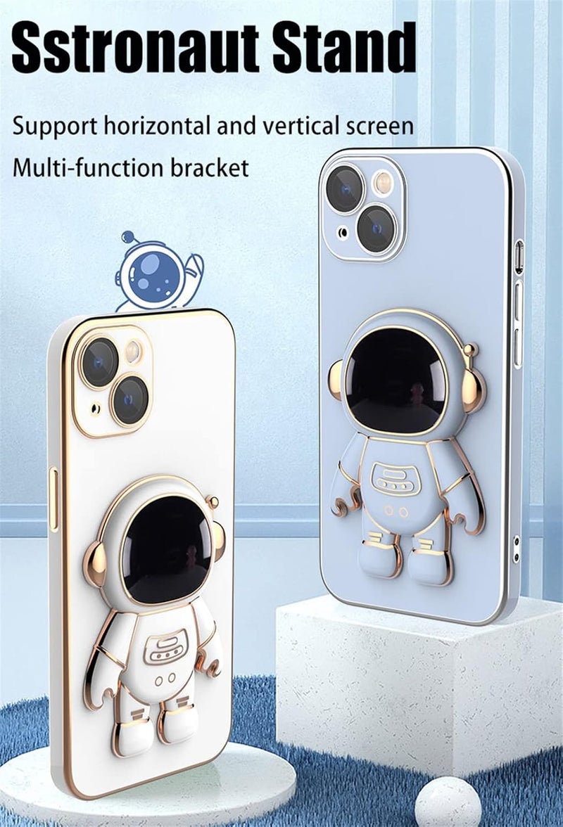 woobles 6D Plating Astronaut Hidden Stand Case Cover for iPhone, Astronaut Hidden Stand Case Cover for iPhone, Galvanized Astronaut Cover with Stand Lens Protector (White,X/XS) White X/XS - Image 3
