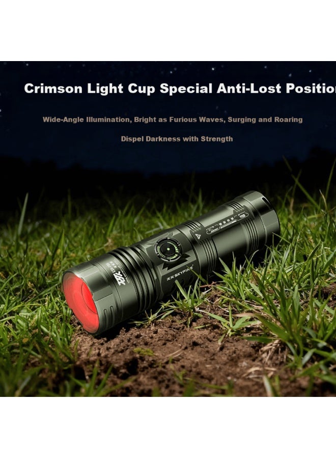 SkyFire Tianhuo Tactical Flashlight High Brightness Zoomable Long-range Laser Compact Portable Rechargeable Military Survival - Image 2