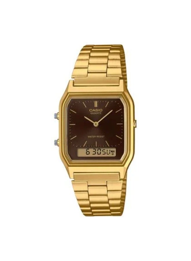 Casio Vintage Analog Digital Gold Tone Stainless Steel Brown Dial Quartz AQ-230GA-5A - Image 1