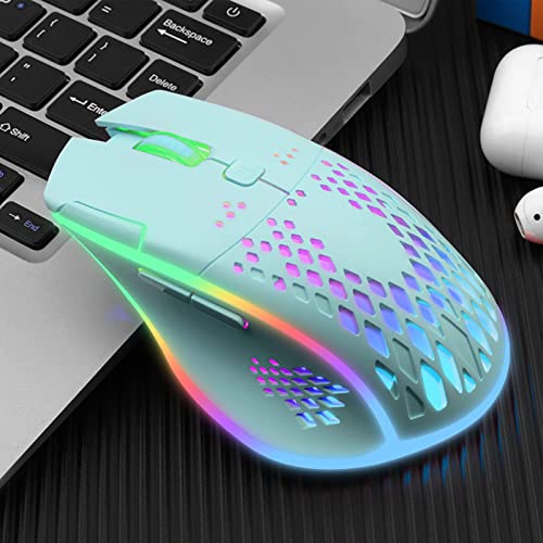 VEGCOO Wireless Gaming Mouse, C30 Silent Click Wireless Rechargeable Gaming Mouse with Double-Click Key and Colorful LED Lights, 3 Level Adjustable DPI for Gaming and Working (Blue) - Image 2