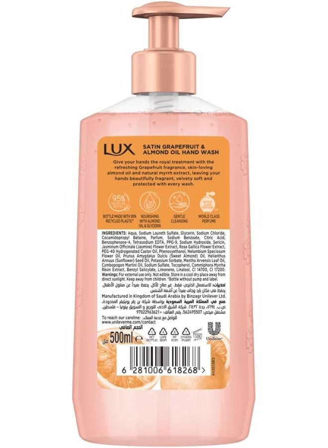 Lux Satin Grapefruit & Almond Oil Hand Wash 500ml - Image 2