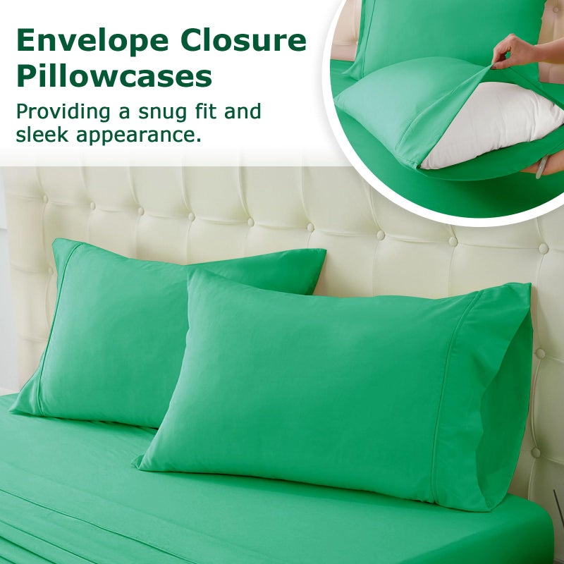 Homilay King Size Bed Sheet Set - 4 Piece Soft Microfiber Sheets with Deep Pockets  Cooling Technology  and Wrinkle-Free Pillowcase. Hotel-Quality  Durable Bedding  Mint Green - Image 5