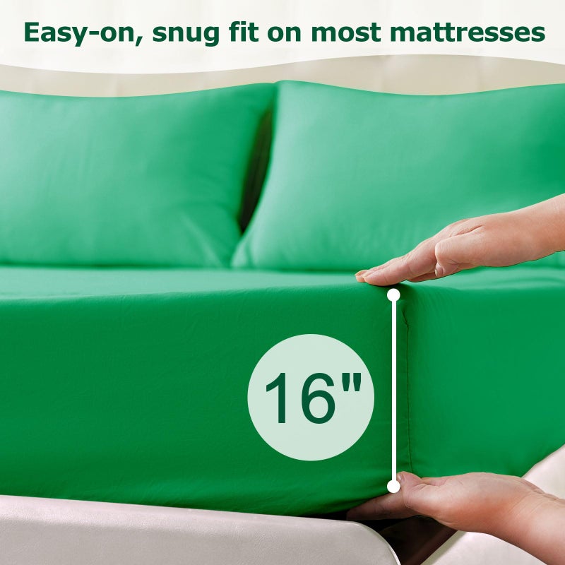 Homilay King Size Bed Sheet Set - 4 Piece Soft Microfiber Sheets with Deep Pockets  Cooling Technology  and Wrinkle-Free Pillowcase. Hotel-Quality  Durable Bedding  Mint Green - Image 4