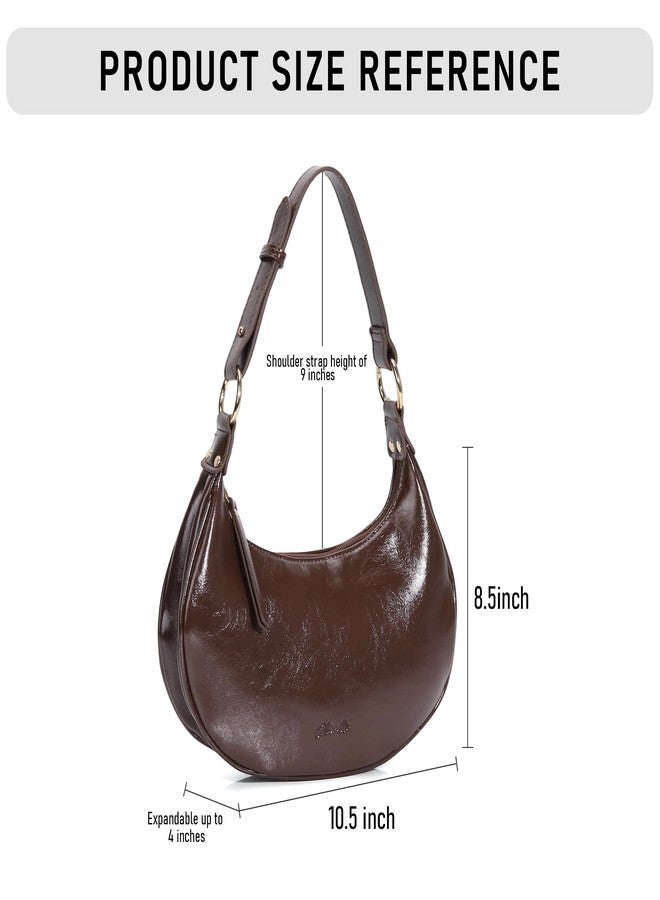 Chinllo Purse for Women Shoulder Bag Cute Mini Clutch Zipper Hobo Tote Handbags, Coffee-shiny, Clfz24-12 - Image 2