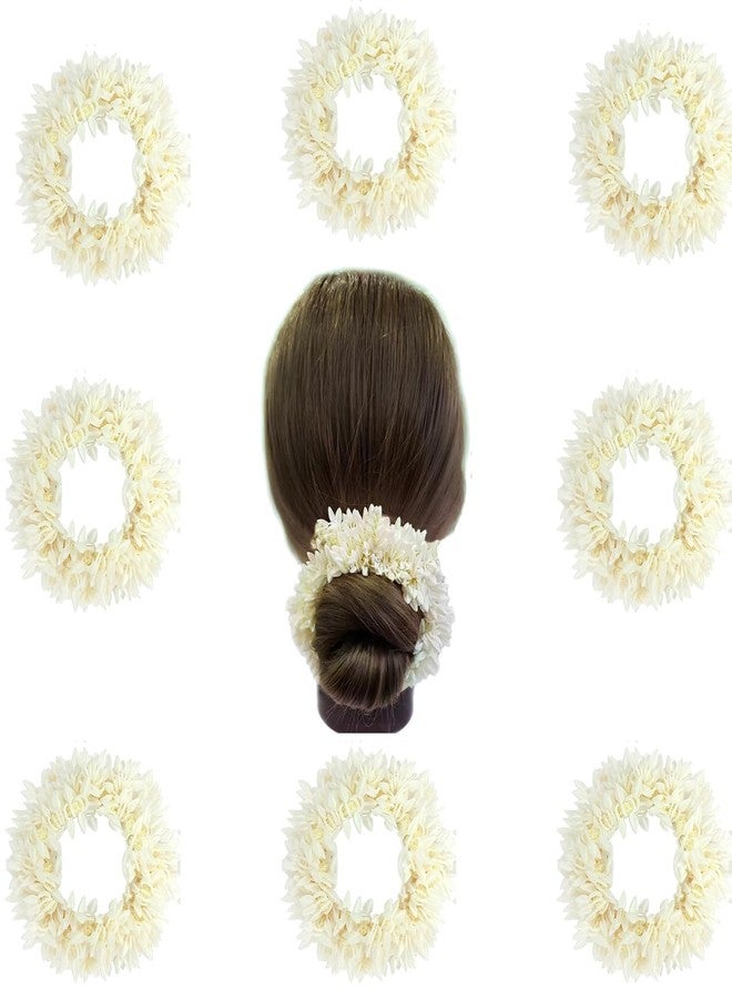 Kailash Creation Artificial Mogra Gajra for Hair Bun & Braids | Scented Jasmine Flower Hair Accessory | Reusable Traditional Bridal Gajra for Women & Girls Stylish (Pack of 8, Off White) - Image 1