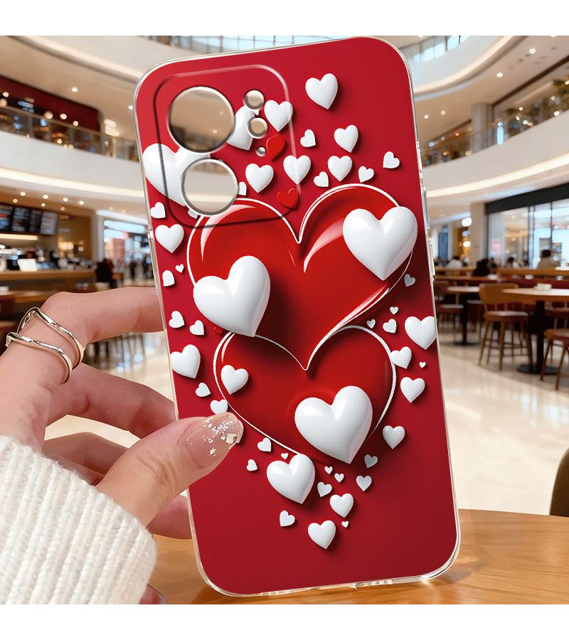 جراب هاتف لـ Moto G34 بألوان مختلطة 1 مقاوم للصدمات بسيط أنيق إبداعي حماية على شكل زوجين قلب أحمر - Image 5