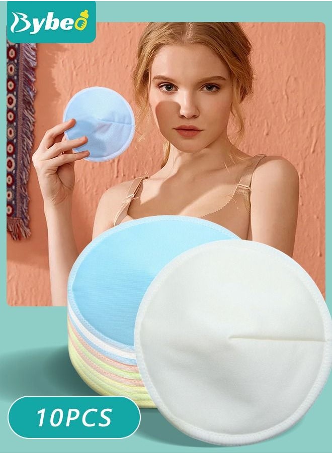 Bybeo 10PCS Round Breathable Bamboo Nursing Pads, Washable Anti-Overflow Spill Prevention Breast Pad, Non-irritating Milk Leak-Proof Breastfeeding Pad Cushions for Women Maternity ﻿  - Image 1