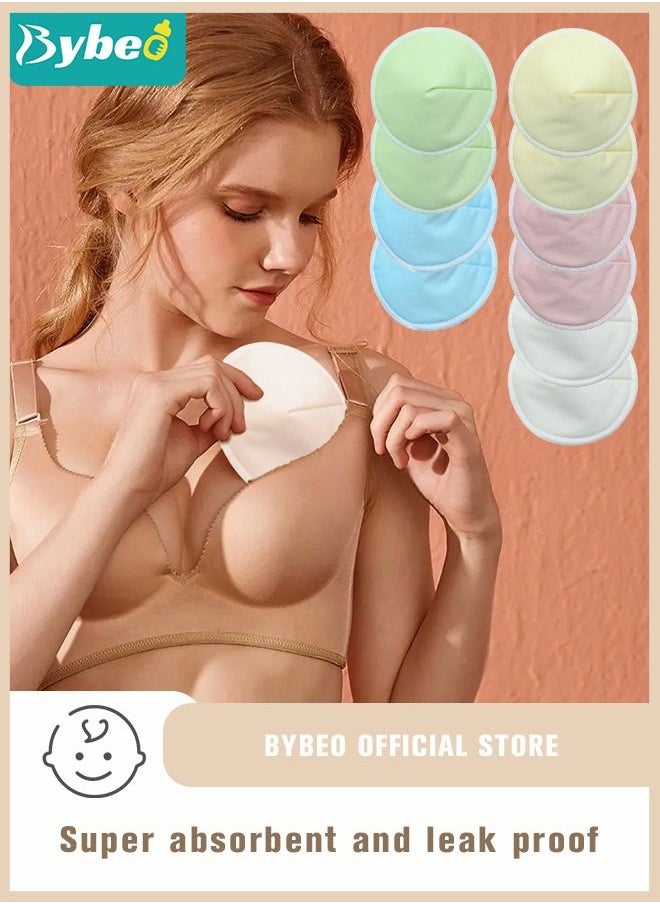 Bybeo 10PCS Round Breathable Bamboo Nursing Pads, Washable Anti-Overflow Spill Prevention Breast Pad, Non-irritating Milk Leak-Proof Breastfeeding Pad Cushions for Women Maternity ﻿  - Image 2