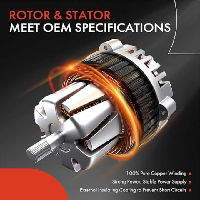 A-Premium Alternator Compatible with Honda Civic 2016-2023 2.0L, Automatic Transmission, 12V 135A 7-Groove Decoupler Pulley Clockwise, Replace# 311005BAA01RM - Image 5