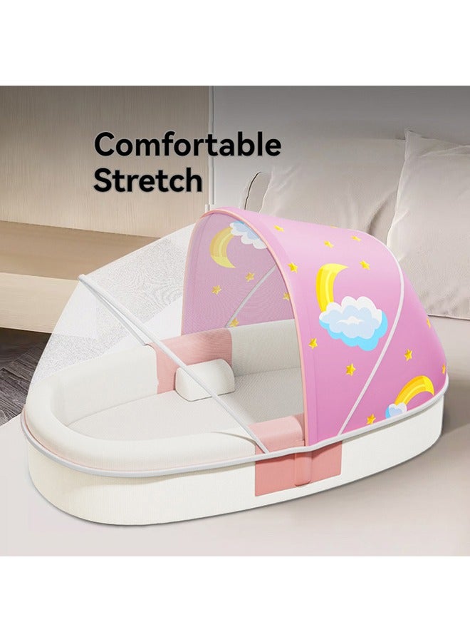 Portable Baby Bed Baby Lounger Newborn Foldable Mattress Travel Pillow wtih Storage Bag Mosquito Net Awning Toys for Home Outdoor