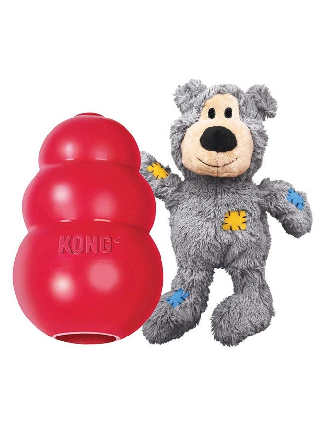 Kong Classic & Wild Knots Bear Combo Pack  Unique & Fun Dog Toys For Hours Of Play  Classic Toy Can Be Stuffed With Dog Treats  For Medium Dogs  - Image 1
