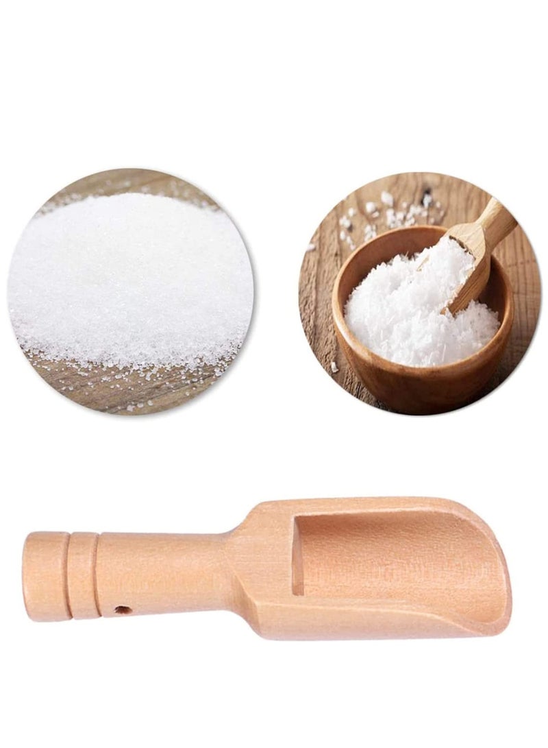 SOLARAE Wooden Scoop Spoon Bath Salt Water Dipper Cup Powder Flour =Scooper Small Shovel Teaspoon for Home, Salts, Candy, Spices, Laundry Detergent, Tea, Coffee Beans, 8pcs - Image 1