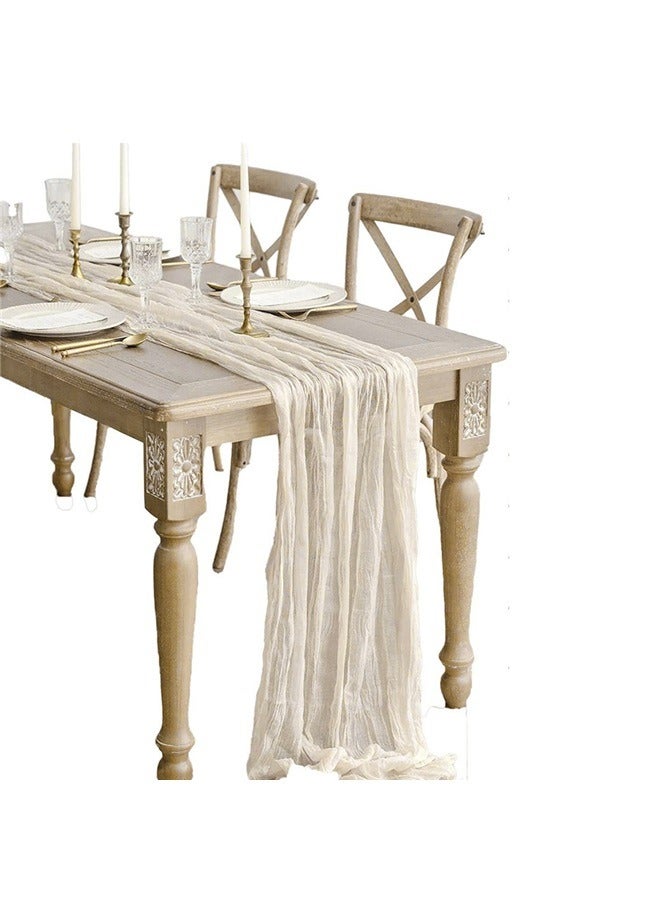 Translucent Table Runner Chessian Tablecloth for Wedding Reception Bridal Shower Party Decoration Table Centerpiece 90*400cmTablecloth (brown beige) 90*400) 1 piece