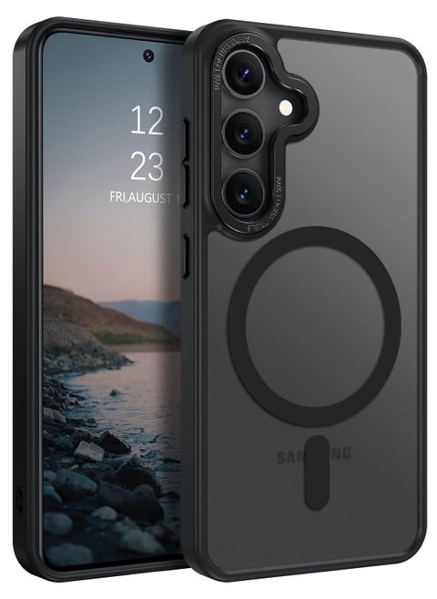 for Samsung S24 Plus Case, Compatible with MagSafe, Magnetic Translucent Matte Back Shockproof Cover with Strong Magnet, Slim Thin Full Protection Phone Case for Galaxy S24 + 5G (Black)