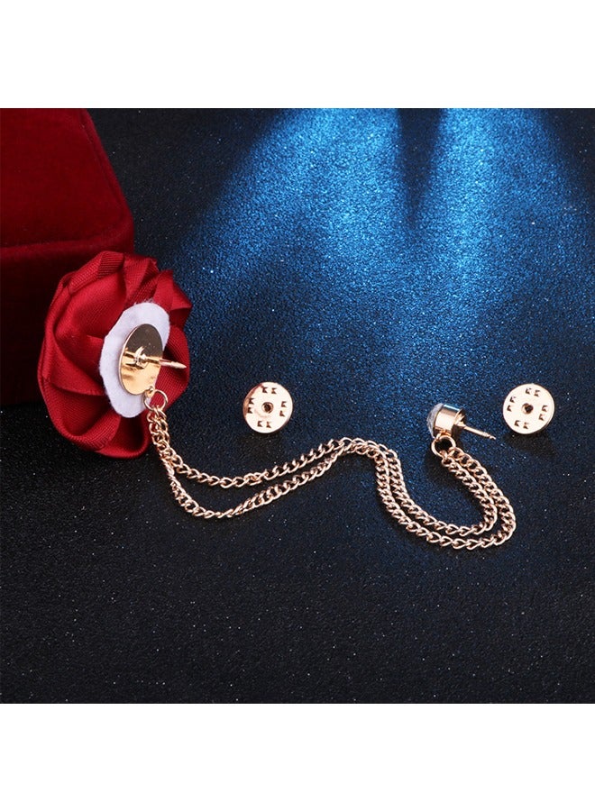 وهاواي Brooch Lapel Pin for Men with Hanging Chain, Brooch Suit Stud, Handmade Rose Flower Pins for Groom Wedding Prom Tassel Chain Brooch Pins Men's Suit Accessories - Image 5