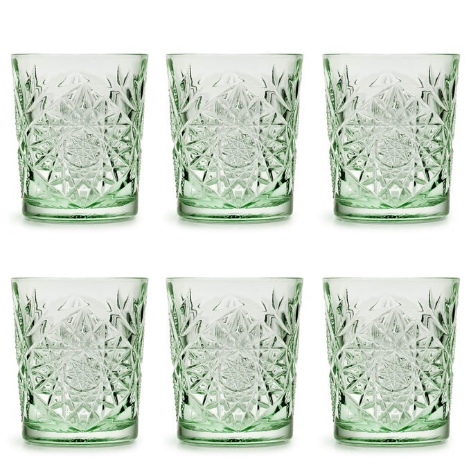 DRINKING GLASS HOBSTAR EBONY GREEN 355 ML 355 CL 6 PIECES VINTAGE DESIGN DISHWASHER SAFE